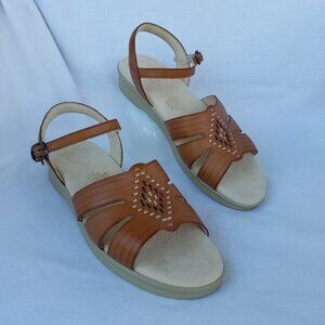 SAS Huarache Sandal Women's Size 10 Narrow Tan Leather Ankle Strap Tripad USA